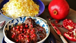 خورش انار بیج با چرخ گوشت مولینکس